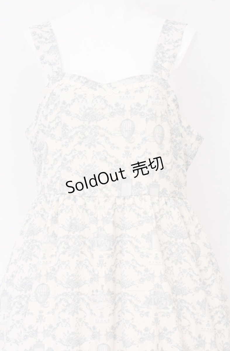 画像2: m petit by misako / MSKトワルドジュイジャンパースカート 4L アイボリー×サックス O-26-04-27-1065-LO-SK-IG-OS (2)