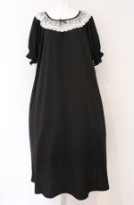 画像1: m petit by misako / AOKエリツキギャザーワンピース 4L クロ O-26-04-27-1066-LO-OP-IG-OS (1)