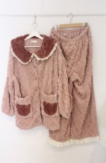 画像1: m petit by misako / くまポケットルームウェア 3L ピンク O-26-04-27-1083-LO-OP-IG-OS (1)