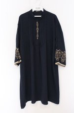 画像1: axes femme / 袖刺繍Aラインシャツワンピース M ネイビー O-26-04-27-1012-AX-OP-IG-OS (1)