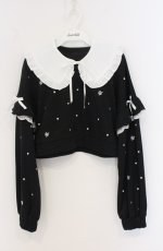 画像1: Rojita / 2WAYカラーハート刺繍スウエット F クロ×シロ O-26-04-27-1020-LO-TO-OW-OS (1)