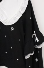画像2: Rojita / 2WAYカラーハート刺繍スウエット F クロ×シロ O-26-04-27-1020-LO-TO-OW-OS (2)