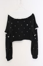 画像3: Rojita / 2WAYカラーハート刺繍スウエット F クロ×シロ O-26-04-27-1020-LO-TO-OW-OS (3)