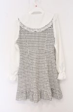 画像3: DearMyLove / 大きめ丸襟ビジューリボンツイードワンピ M シロ O-26-04-27-1021-EL-OP-IG-OS (3)