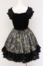 画像4: Dangerous nude / 孔雀の羽根と蝶々のベロアフリルワンピース  ブラック×グリーン O-26-04-27-065-PU-OP-OW-OS (4)