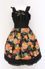 画像1: CHOCOCHIP COOKIE / 和柄ジャンパースカート  クロ O-26-04-27-068-LO-SK-OW-OS (1)