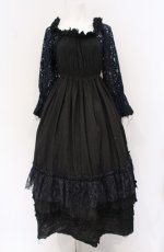 画像1: Dangerous nude / レーススリーブガーゼワンピース F ブラック×ブルー O-26-04-27-069-PU-OP-OW-OS (1)