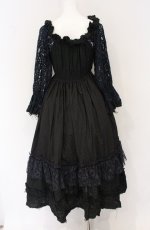 画像4: Dangerous nude / レーススリーブガーゼワンピース F ブラック×ブルー O-26-04-27-069-PU-OP-OW-OS (4)