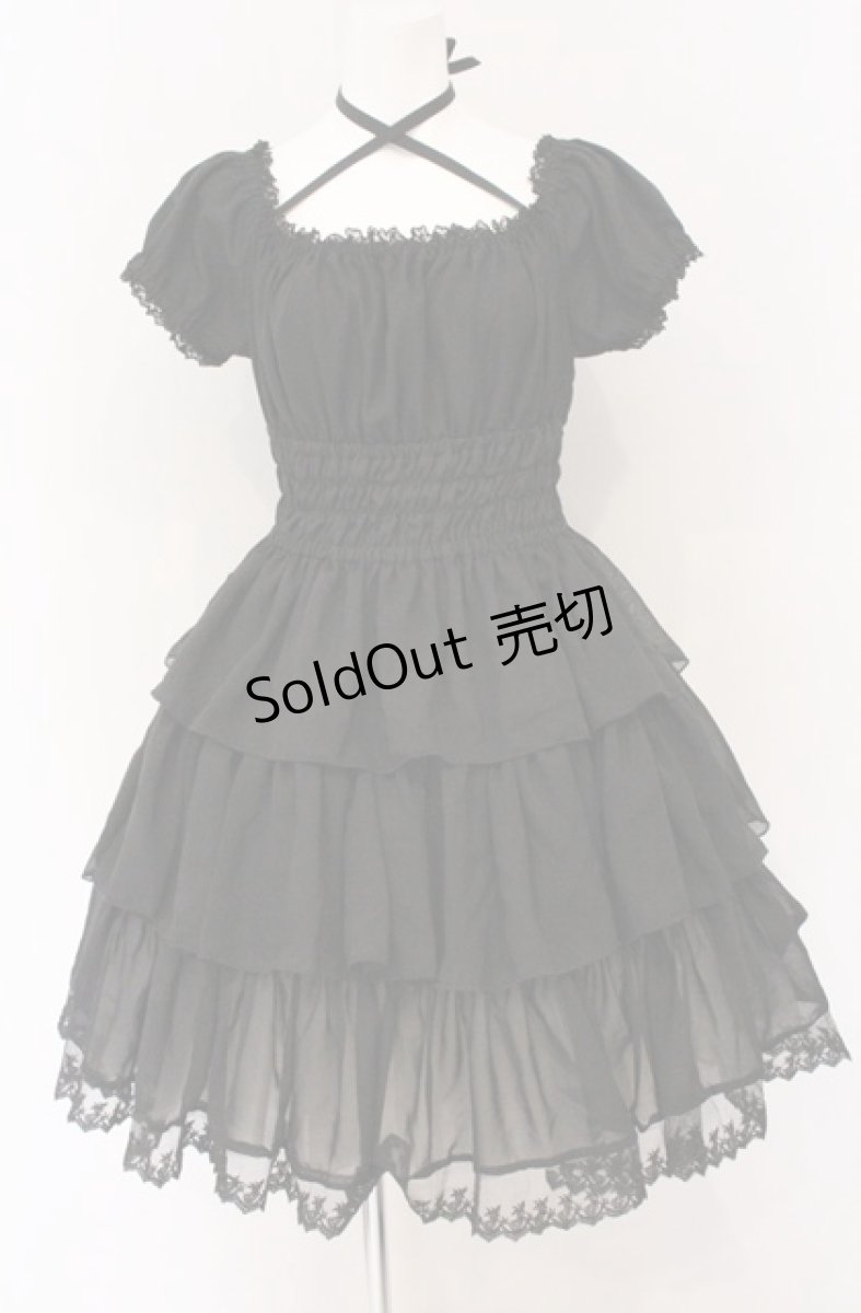 画像1: ATELIER PIERROT / 薔薇レースシフォンドレス  ブラック O-26-04-27-073-EL-OP-OW-OS (1)