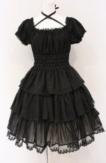 画像1: ATELIER PIERROT / 薔薇レースシフォンドレス  ブラック O-26-04-27-073-EL-OP-OW-OS (1)