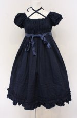 画像1: CHOCOCHIP COOKIE / 共布フリルシャーリングワンピース  ネイビー O-26-04-27-074-LO-OP-OW-OS (1)