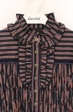 画像2: CHOCOCHIP COOKIE / レジメンタルストライプフリルブラウス  ネイビー×ワイン O-26-04-27-086-LO-BL-OW-OS (2)