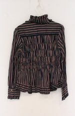 画像3: CHOCOCHIP COOKIE / レジメンタルストライプフリルブラウス  ネイビー×ワイン O-26-04-27-086-LO-BL-OW-OS (3)