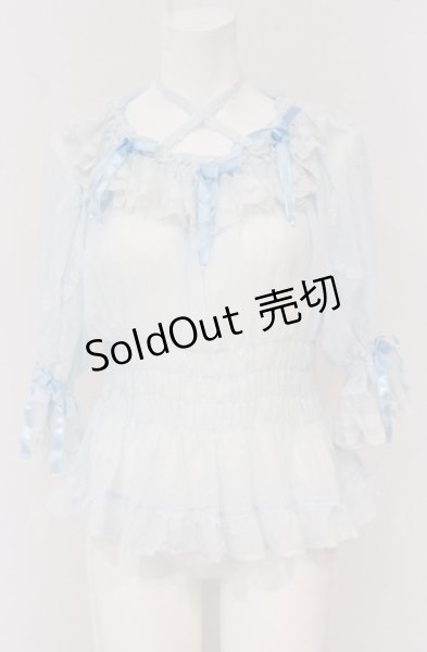 Angelic Pretty カットソー トップス サックス 水色 Angelic Pretty / Misty Skyブラウス&ティアードスカートSet Free