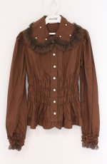 画像1: Angelic Pretty / 襟パールヒロインブラウス  ブラウン O-26-04-27-091-AP-BL-OW-OS (1)