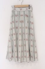 画像1: an another angelus / シアーストライプ花柄タックスカート  ミント O-26-04-27-017-CA-SK-IG-OS (1)