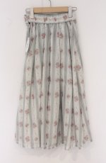 画像3: an another angelus / シアーストライプ花柄タックスカート  ミント O-26-04-27-017-CA-SK-IG-OS (3)