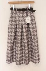 画像1: an another angelus / ハンドペイント千鳥柄タックスカート  グレー×ピンク O-26-04-27-019-CA-SK-IG-OS (1)