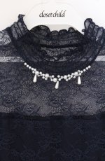 画像2: axes femme / 総レースプチスタンドプルオーバー M ネエビー O-26-04-28-006-AX-TO-IG-OS (2)