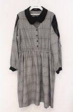 画像1: majoretty / ショルダーチェックワンピース 3L クロ×シロ O-26-04-28-010-LO-OP-IG-OS (1)