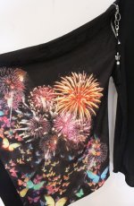 画像4: rezen / 蝶×花火プリント和袖シャツ M ブラック O-26-04-28-013-LO-BL-IG-OS (4)