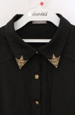 画像2: axes femme POETIQUE / 衿金具付きブラウス  クロ O-26-04-28-015-AX-BL-IG-OS (2)