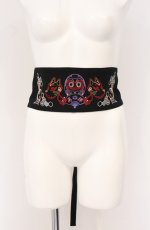 画像1: rezen / 和ネオン刺繍帯ベルト  クロ O-26-04-28-030-LO-TO-IG-OS (1)