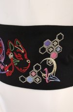 画像2: rezen / 和ネオン刺繍帯ベルト  クロ O-26-04-28-030-LO-TO-IG-OS (2)