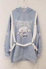画像1: サンリオ / ドンキホーテ限定 シナモロール レッグウォーマー付フードワンピース L サックス O-26-04-30-022-LO-OP-IG-OS (1)