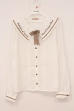 画像1: Amavel / アンティークテディベアブラウス F シロ×ベージュ O-26-04-30-027-CA-BL-OW-OS (1)