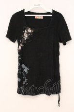 画像1: gouk / 斜めレースアップTシャツ  ブラック O-26-04-30-061-GO-TS-IG-OS (1)