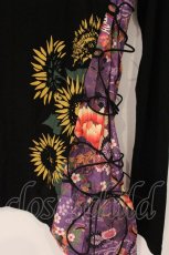 画像2: gouk / 和柄襟付きカットソー  ブラック×パープル ひまわりプリント O-26-04-30-067-GO-TO-IG-OS (2)