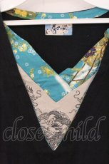 画像2: gouk / 着物襟重ね着風Tシャツ  ブラック×グリーン O-26-04-30-068-GO-TS-IG-OS (2)