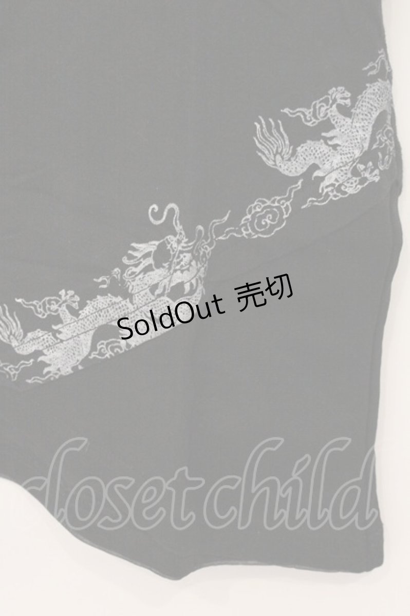 画像3: gouk / 着物襟重ね着風Tシャツ  ブラック×グリーン O-26-04-30-068-GO-TS-IG-OS (3)
