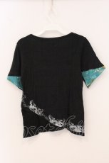 画像4: gouk / 着物襟重ね着風Tシャツ  ブラック×グリーン O-26-04-30-068-GO-TS-IG-OS (4)