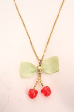 画像1: Q-pot. / Cherry Syrup Necklace（チェリーシロップネックレス）  ミント×アカ×ゴールド O-26-05-01-086-QP-AC-IG-OS (1)