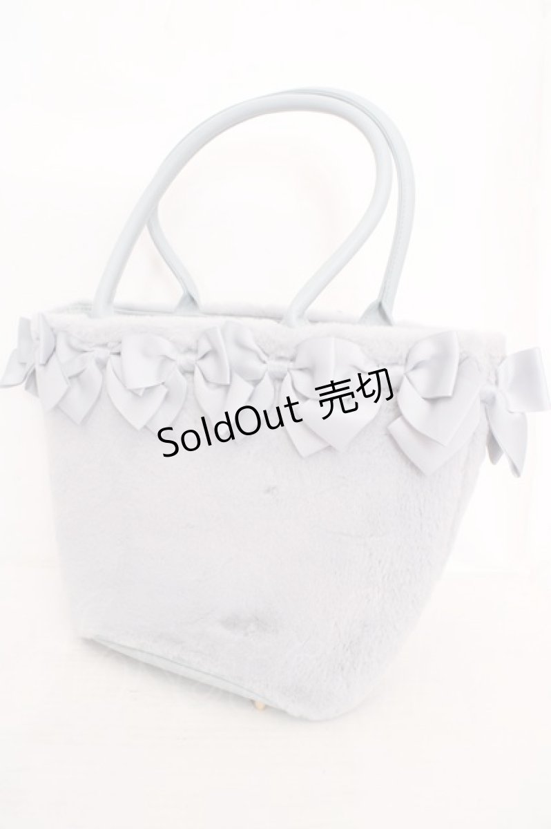 画像1: m petit by misako / AM*NIリボンFバッグ  サックス O-26-05-01-092-LO-BG-IG-OS (1)