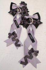 画像1: LOTUS ribbon / ムーンチャームツインテールリボンバレッタ  ラベンダーｘグレー O-26-05-01-1045-LO-AC-YM-OS (1)