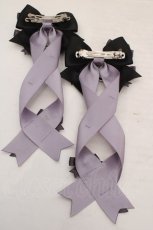 画像2: LOTUS ribbon / ムーンチャームツインテールリボンバレッタ  ラベンダーｘグレー O-26-05-01-1045-LO-AC-YM-OS (2)