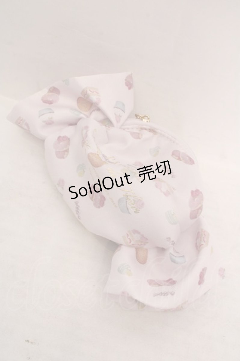 画像1: Maison de FLEUR / パティスリープリントキャンディポーチ  ピンク O-26-05-01-1057-LO-ZA-IG-ZTK055 (1)