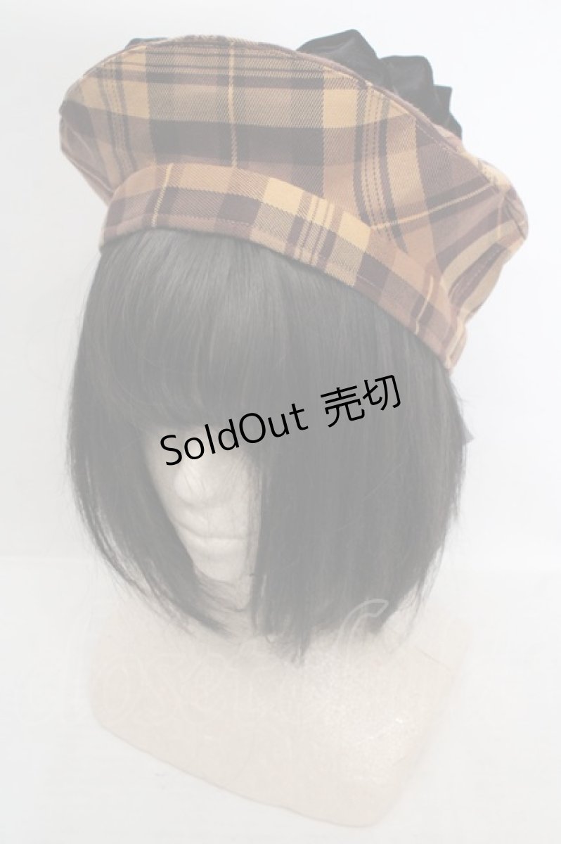 画像1: axes femme kawaii / タータンチェックベレー帽  イエロー O-26-05-01-1007-AX-AC-IG-ZH (1)