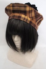 画像1: axes femme kawaii / タータンチェックベレー帽  イエロー O-26-05-01-1007-AX-AC-IG-OS (1)