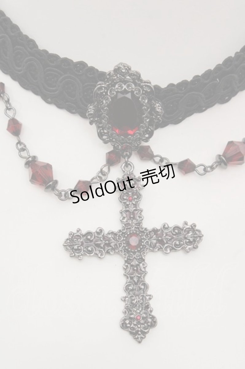 画像1: axes femme / ビジュークロスチョーカー  ワイン O-26-05-01-1010-AX-AC-OW-OS (1)