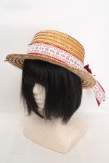 画像1: ALICE and the PIRATES / A/Pローズレースカンカン帽  ナチュラル×えんじ O-26-05-01-1002-PA-AC-IG-OS (1)