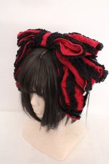 画像1: Hoshibako Works / お人形風シャンティクリームリボンカチューシャ  アカ×クロ O-26-05-01-015-LO-AC-OW-OS (1)