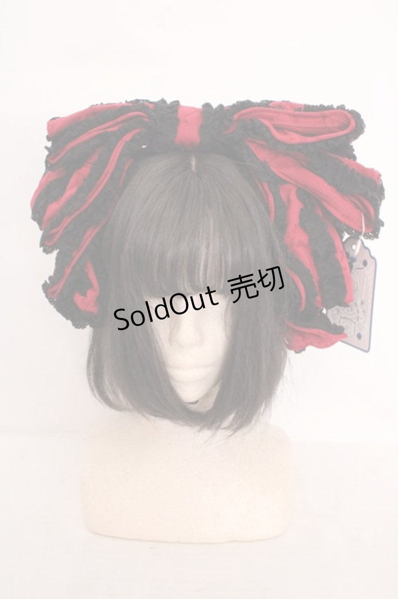 画像2: Hoshibako Works / お人形風シャンティクリームリボンカチューシャ  アカ×クロ O-26-05-01-015-LO-AC-OW-OS (2)