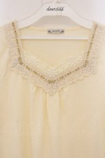画像2: axes femme / ローズレースVネック半袖カットソー L アイボリー O-26-05-02-055-AX-TO-IG-OS (2)