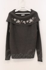 画像1: axes femme / 花刺繍ショールカラーニット M グレー O-26-05-02-062-AX-TO-IG-OS (1)
