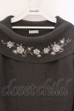画像2: axes femme / 花刺繍ショールカラーニット M グレー O-26-05-02-062-AX-TO-IG-OS (2)