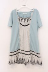 画像1: axes femme / ブロッキング刺繍チュニ  サックス×オフシロ O-26-05-02-063-AX-OP-IG-OS (1)